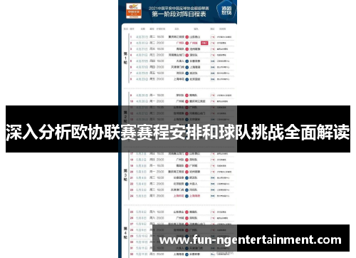 深入分析欧协联赛赛程安排和球队挑战全面解读
